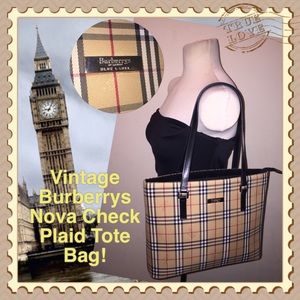 VTG Burberrys London Blue Label Plaid Tote Bag!